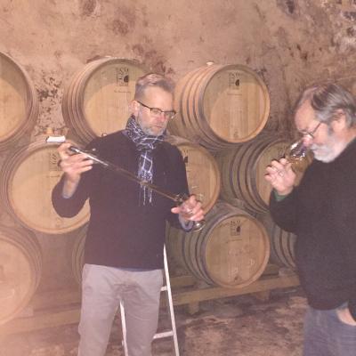 Henri Caillez with Laurent Vanpoperinghe tasting vins clairs 2017 