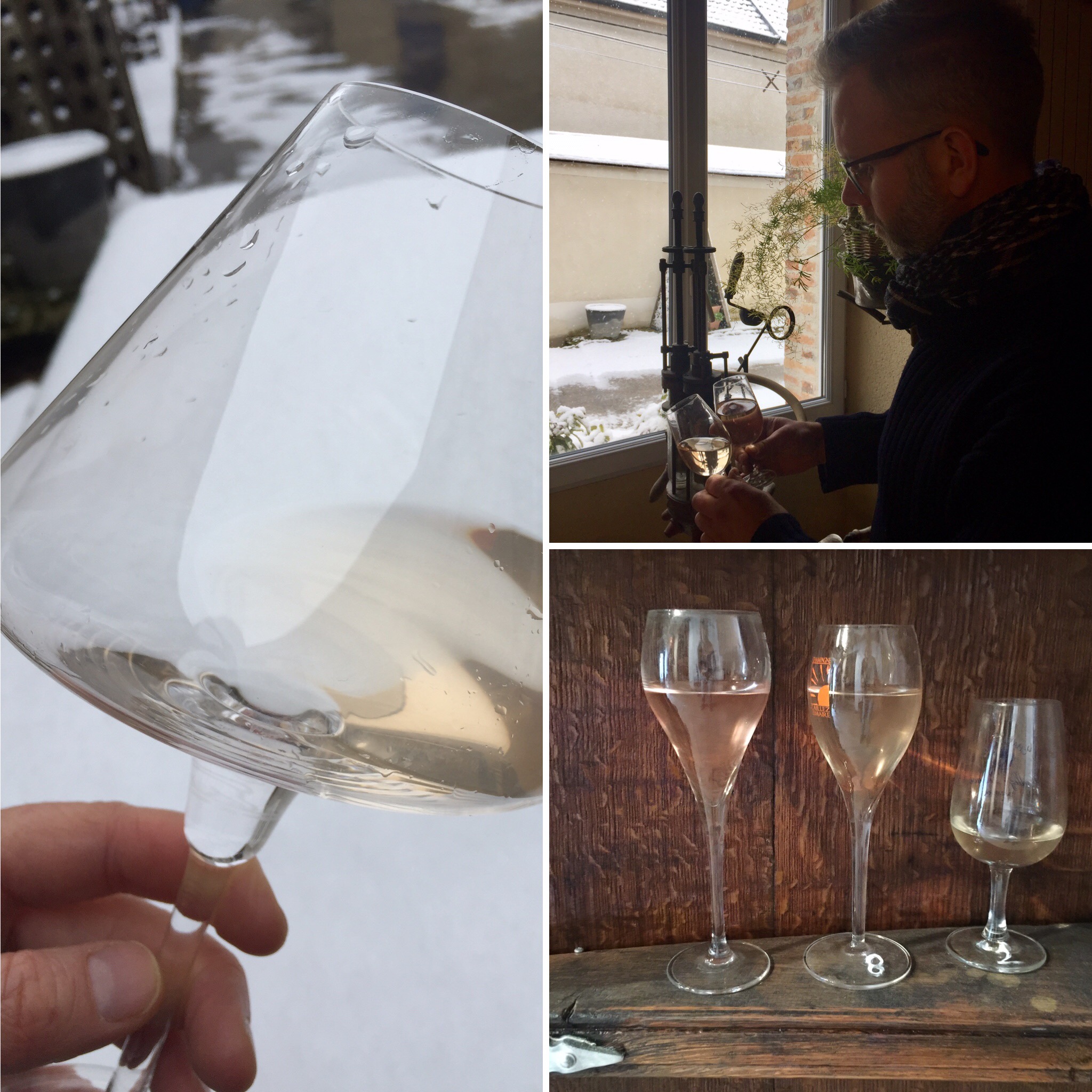 Color Champagne tasting for bottling snow winter 2017 2018 Damery